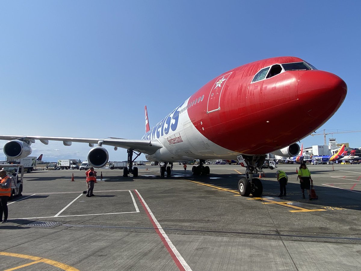 We are excited to be at <a href="/flySEA/">Seattle-Tacoma Intl. Airport</a> to welcome the Edelweiss inaugural flight from Zurich. Totes cool they are flying an Airbus A340!