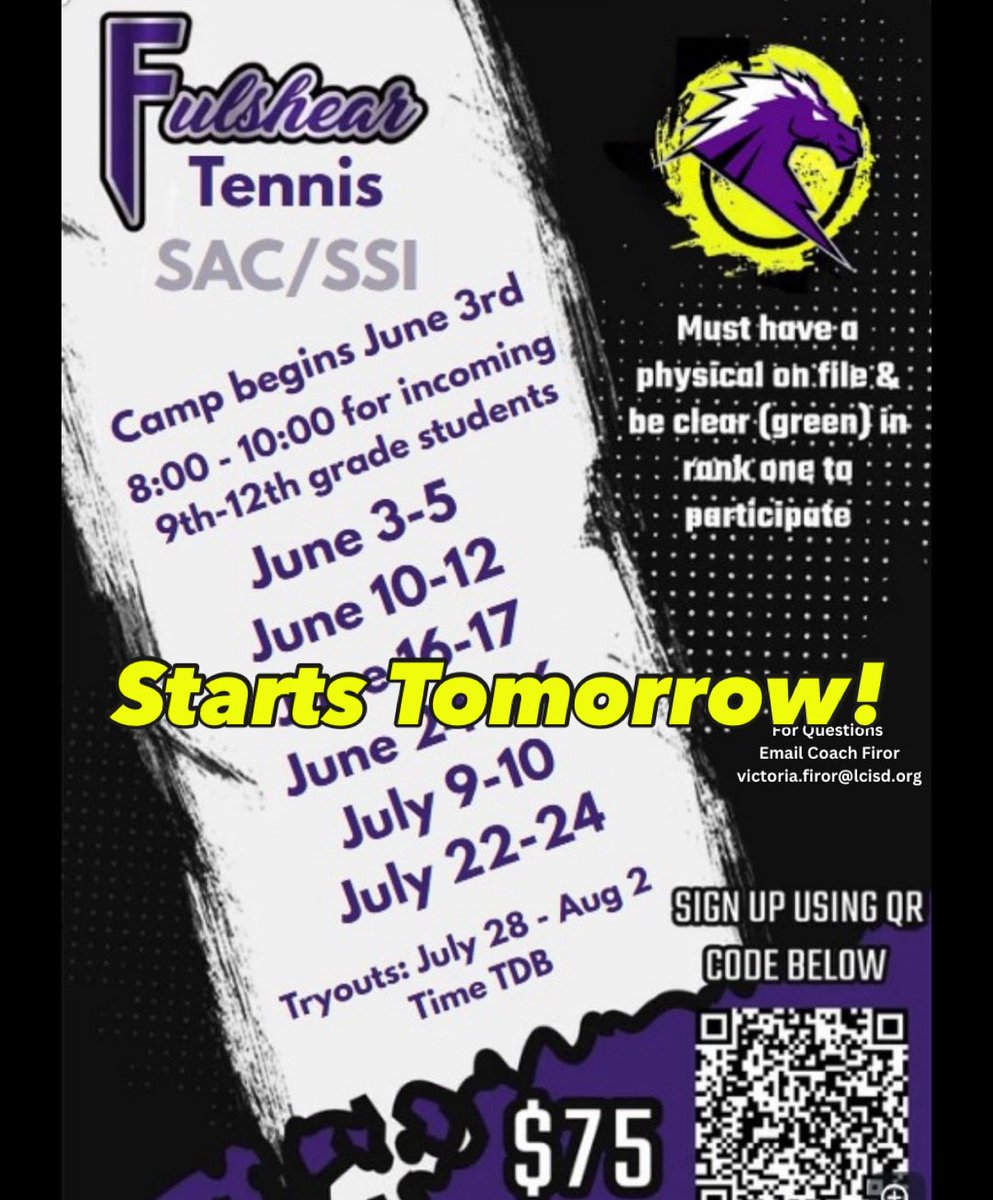 SAC/SSI starts tomorrow!!! Check in will begin at 7:30 in the fieldhouse. Once you check in and they give you the go ahead come to the courts!!  We will begin at 8 and end at 10!! See you in the morning!