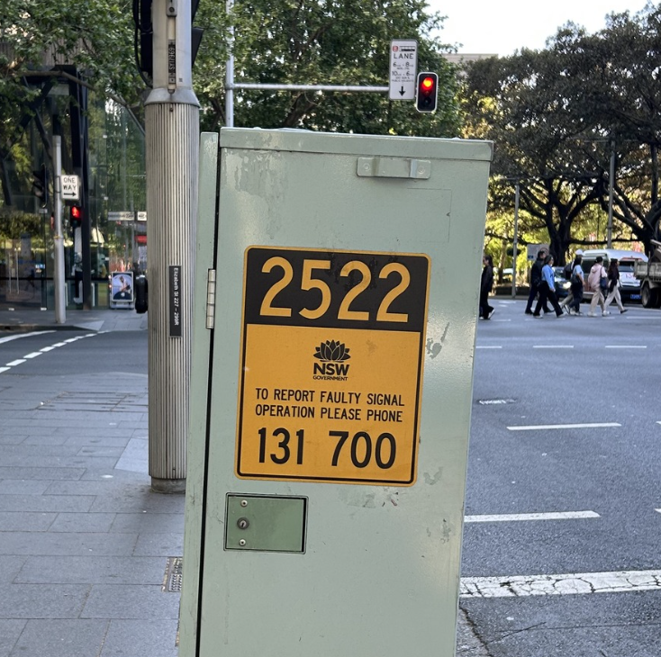 Did you know that traffic signal boxes help control traffic lights?
These boxes are marked with an ID number to help control room operators find the traffic lights in question in case of a fault or incident.

If you spot a faulty signal, call 131 700 to report it.