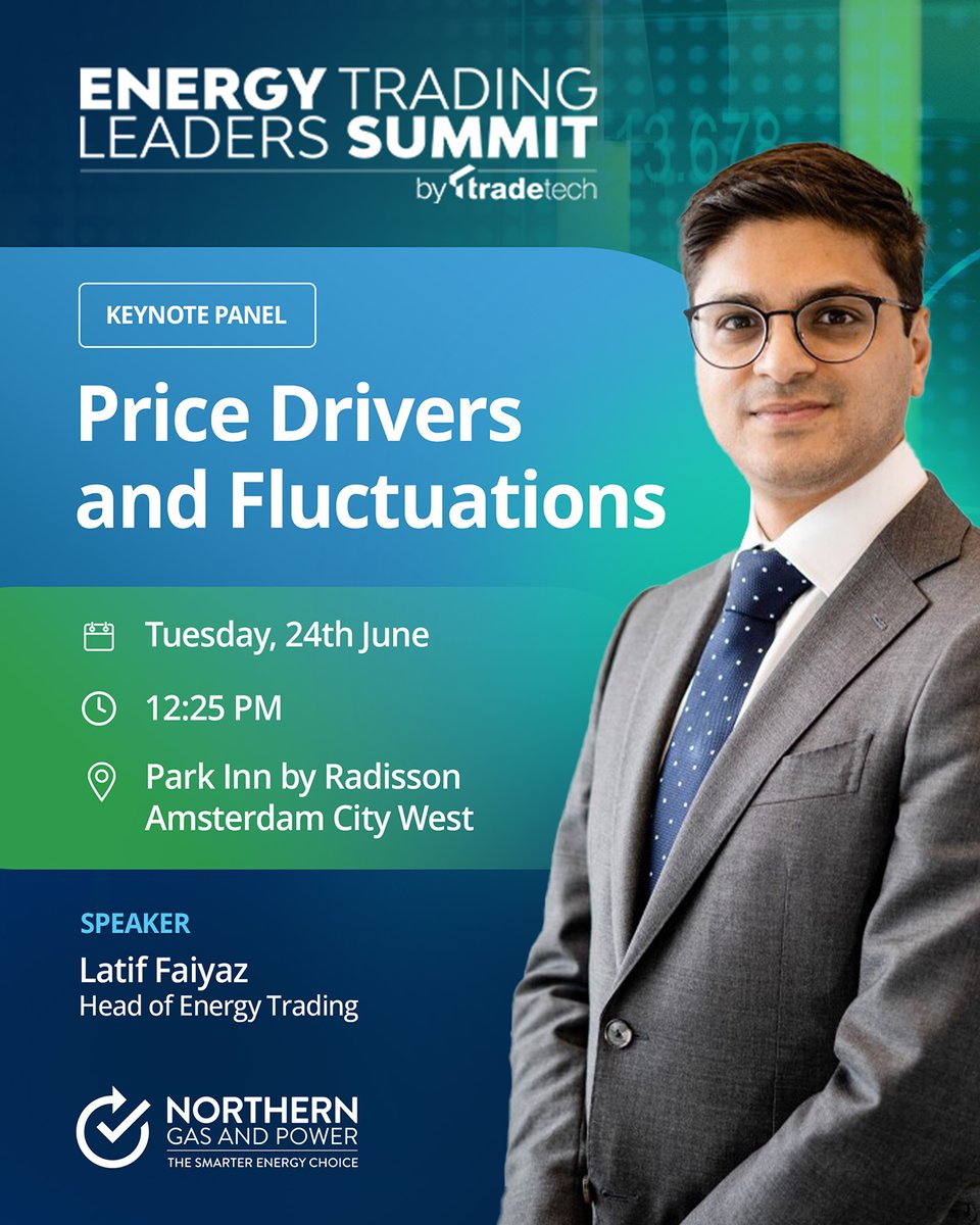 Exciting news! Latif Faiyaz, Head of Energy Trading at NGP, will be speaking at the 2025 Energy Trading Leaders Summit.

📍 Park Inn by Radisson Amsterdam City West
📅 24th June
🕐 12:25 PM

Get your tickets here: energytrading.wbresearch.com/srspricing

Hope to see you there!