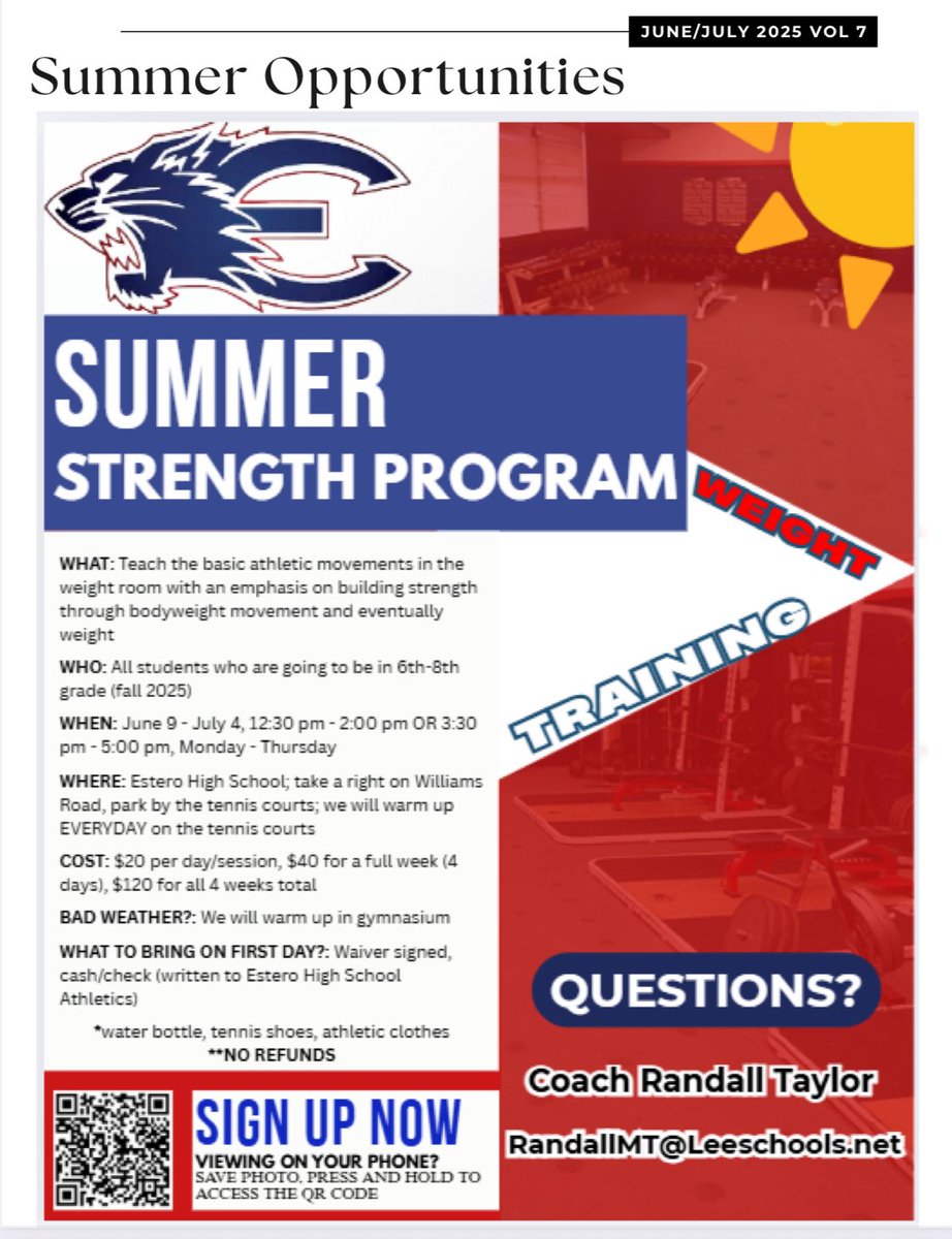 EsteroHS's tweet photo. Summer ready!!! Training can be your first priority! Be in the know!! ALL THINGS ATHLETICS!!!  🏐🏀🏊‍♀️🏊🏻‍♂️🏃🏽‍♀️🏃🏽‍♂️🏈🏈🏈🐾🐾🏋🏼🏋🏼‍♀️🎳⛳️🏌️🏌🏼‍♀️🏌🏼‍♂️ https://t.co/x5pC69Lg9F