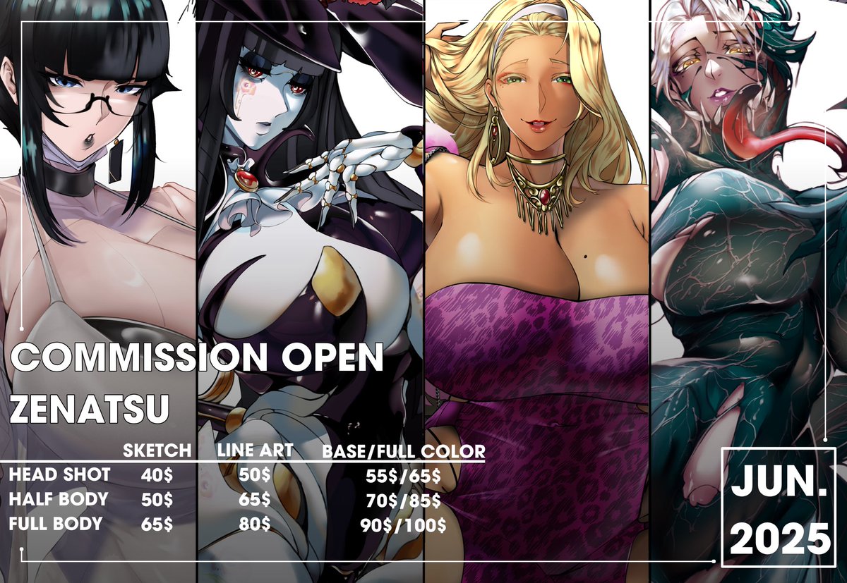 Commission June 2025 is now OPEN!!🥰

Contact via X or Discord: z_enatsu
More information below!