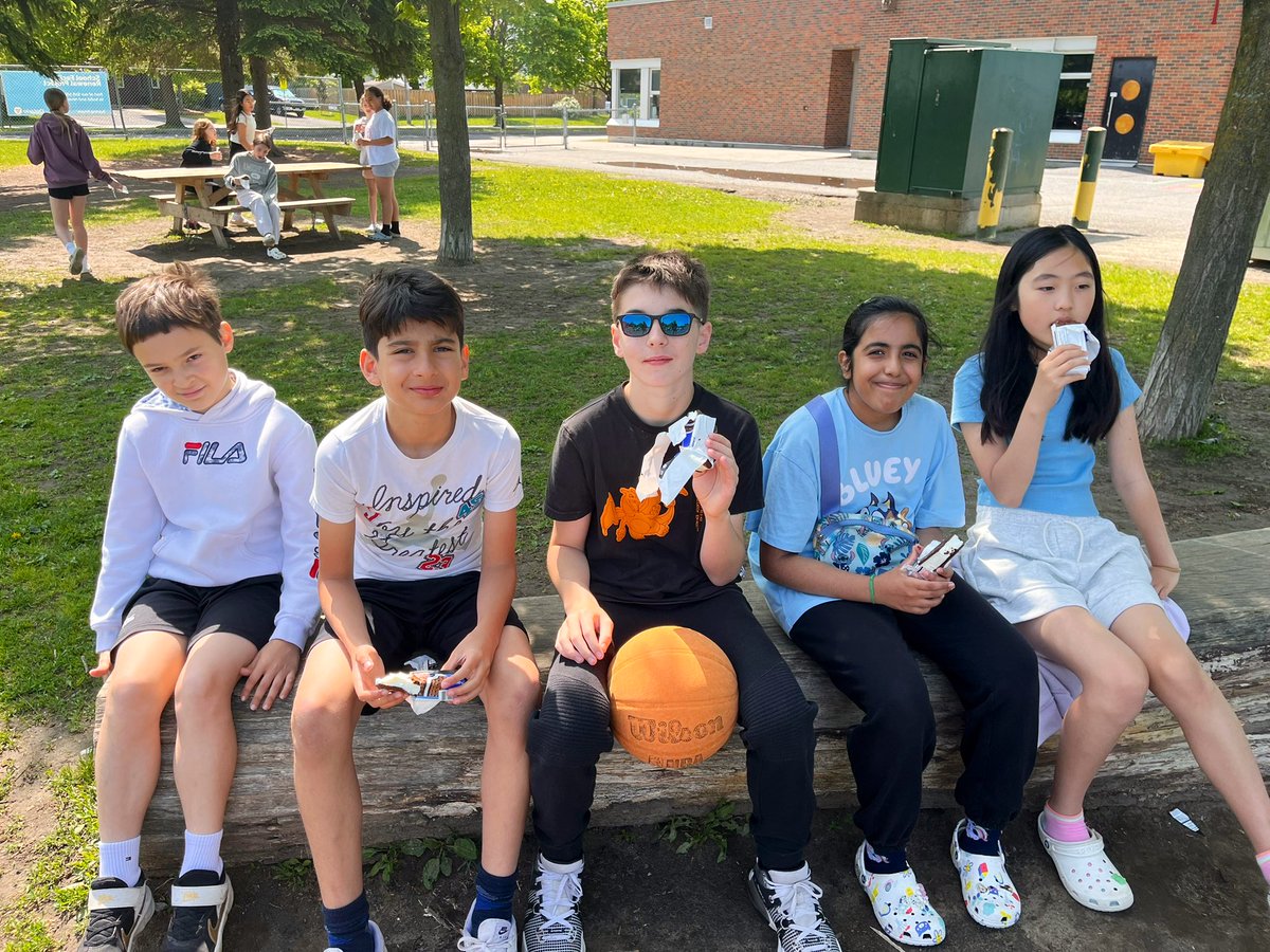 Gr.6 enjoying a sweet treat today after all their hard work during EQAO!  👏🏼✔️🍦