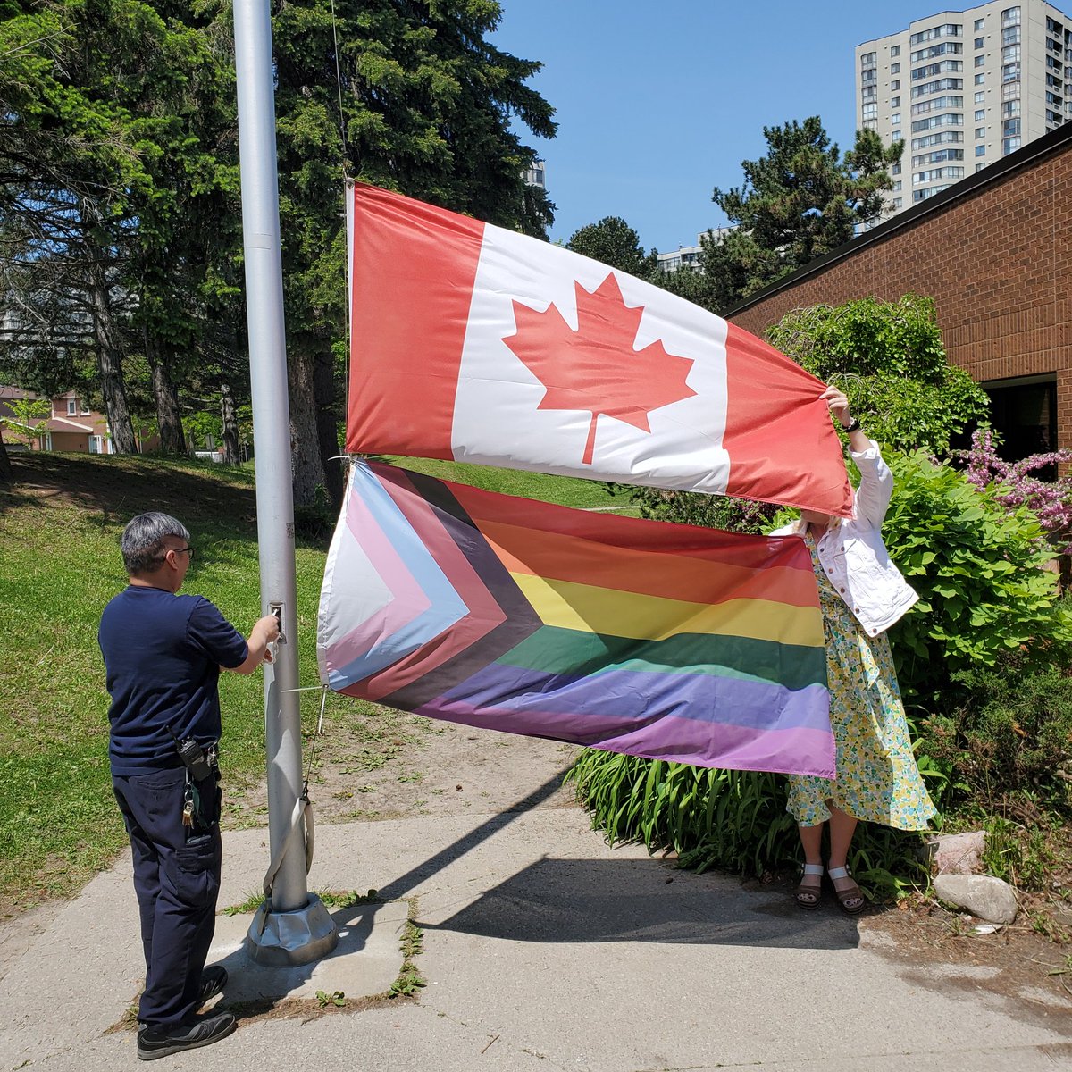 Dr. Norman Bethune CI raised the Pride flag at lunch today for the beginning of  #PrideMonth