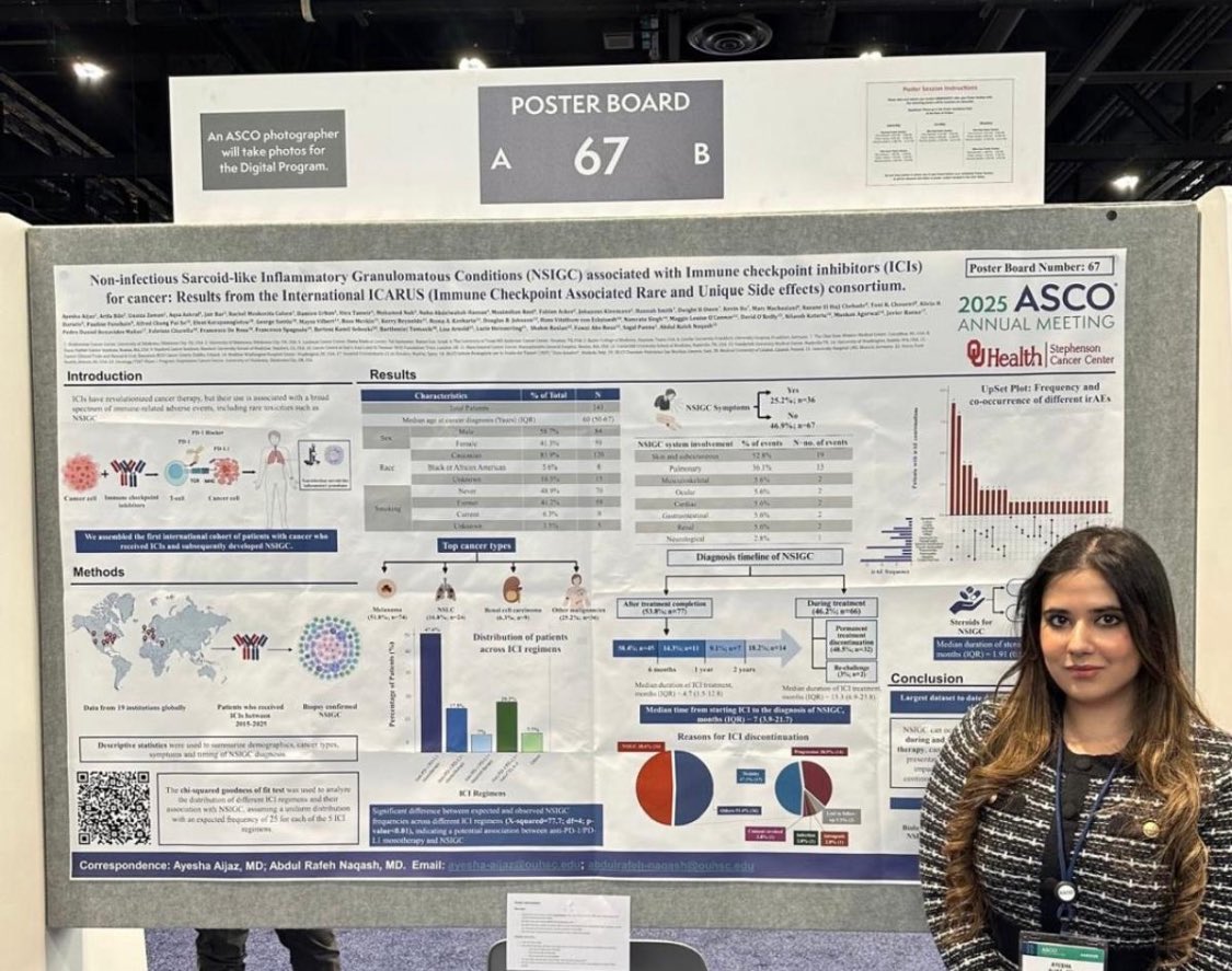 Rafeh Naqash, MD (@thenasheffect) on Twitter photo Stellar trainee <a href="/Ayeshaaijaz/">Ayesha Aijaz</a> <a href="/StephensonCC/">OU Health Stephenson Cancer Center</a> presented today <a href="/ASCO/">ASCO</a> #ASCO25 on ICI induced non inflammatory sarcoid like reaction. Now a global cohort from more than 20 centers > 140 pts!! <a href="/ResearchOU/">OU DOM Resident Research</a> <a href="/IMG_Oncologists/">IMG Oncologists</a> Stellar trainee <a href="/Ayeshaaijaz/">Ayesha Aijaz</a> <a href="/StephensonCC/">OU Health Stephenson Cancer Center</a> presented today <a href="/ASCO/">ASCO</a> #ASCO25 on ICI induced non inflammatory sarcoid like reaction. Now a global cohort from more than 20 centers > 140 pts!! <a href="/ResearchOU/">OU DOM Resident Research</a> <a href="/IMG_Oncologists/">IMG Oncologists</a>