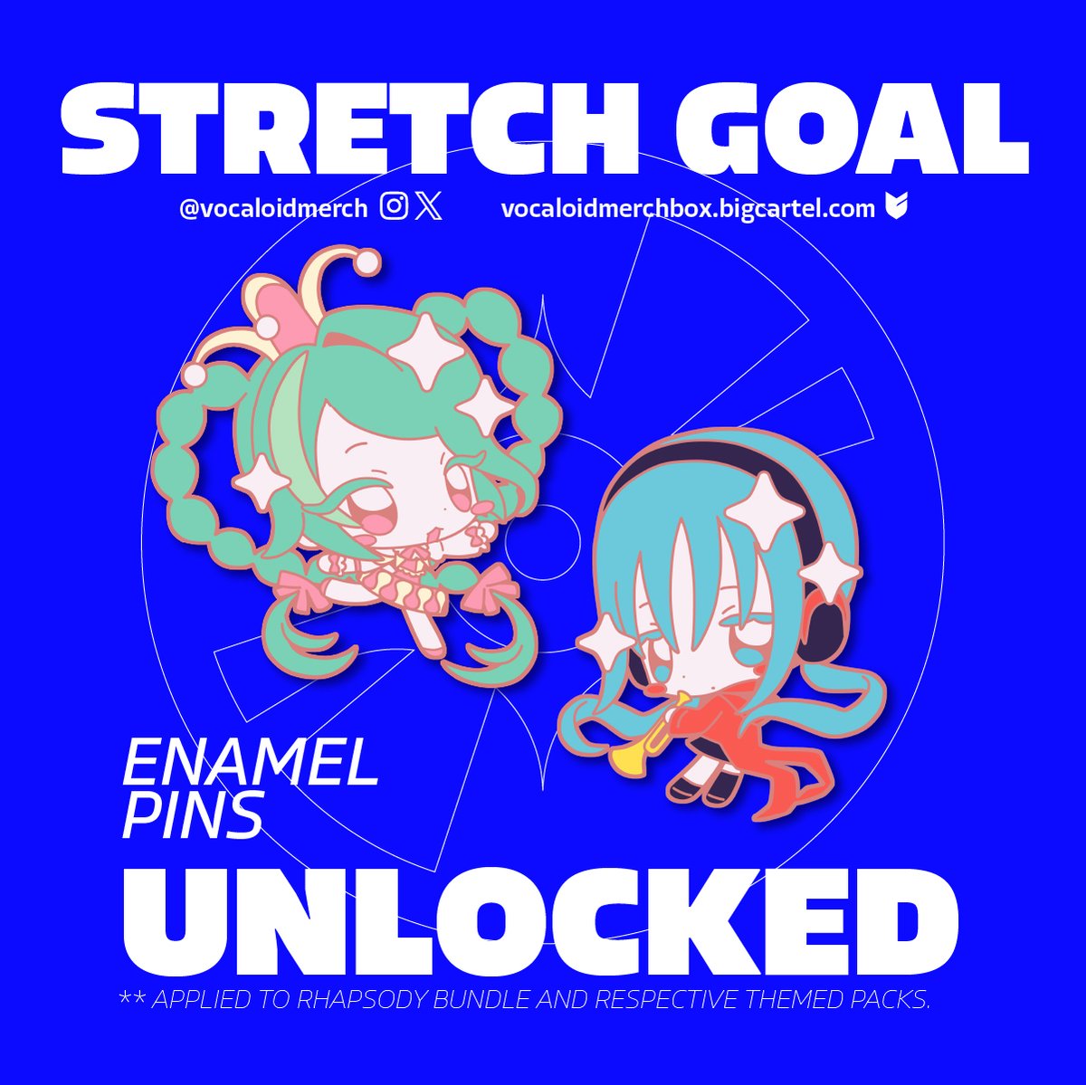 ✶ 100 SALES ✶
We've pinned it down! Enamel pins are now available in themed packs and RHAPSODY's full bundle!

🛒 INTERNATIONAL: vocaloidmerchbox.bigcartel.com
🛒 UK/EU: rhapsodymerchbox.etsy.com