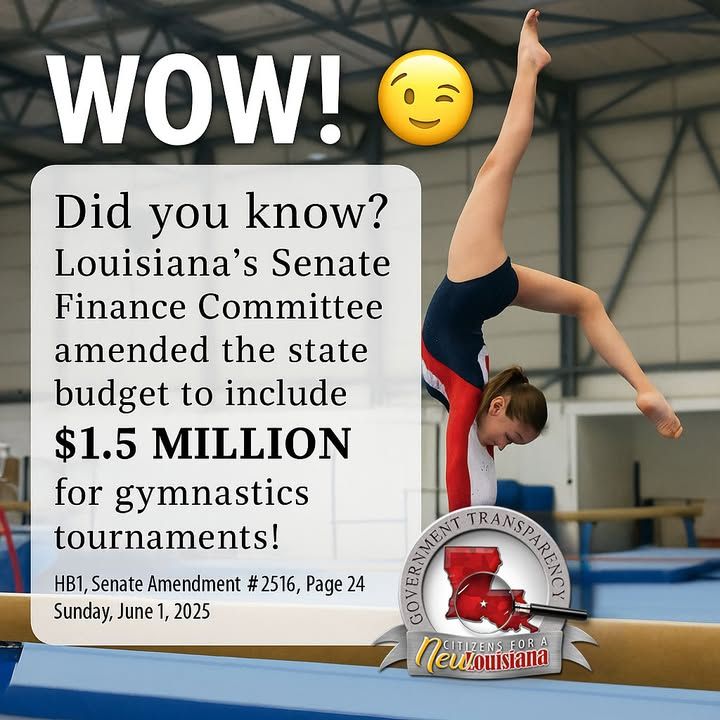🤸‍♀️ We're head over heels — literally — for the $1.5 million Louisiana just snuck into the budget for gymnastics tournaments.