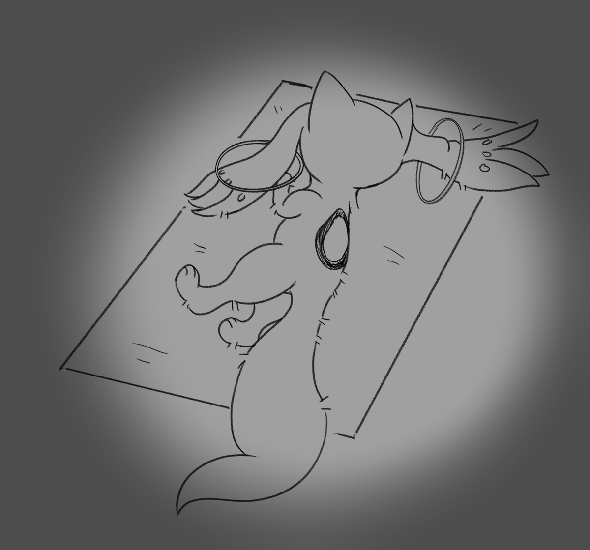 byukanon's tweet photo. Watched Madoka Magica for the first time.
Fan art I drew of Kyubey dying in a glue trap https://t.co/Bihddc0uJ3