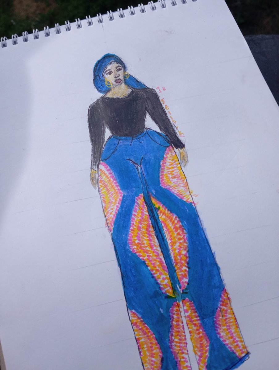 jellsk_'s tweet photo. An illustration of a Muslim on Adire pants 
Dived into Fashion illustration fully
and could not be more proud of myself.
#TikTok #fashion #Nigeria #illustration #textile #printdesign https://t.co/XWqPMRgYEU