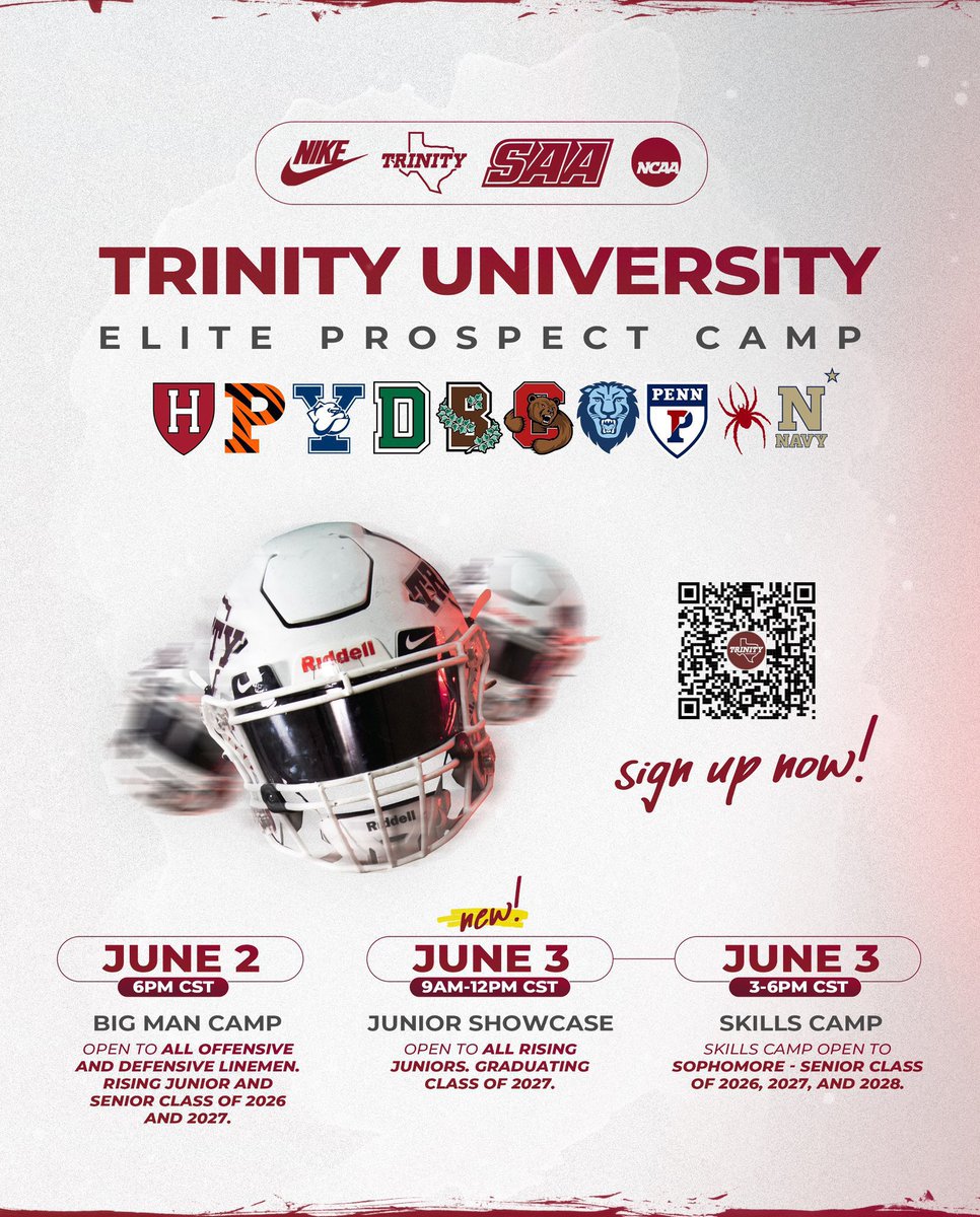 Dylan Brasher (@dylan_brasher28) on Twitter photo I will be at the Trinity Prospect Camp tomorrow! Canβt wait to compete!
<a href="/SSmith_II/">Coach Seitu</a> <a href="/_CoachWarner/">ππππππ ππΌππππ</a> <a href="/CoachRotch/">Patrick Rotchford</a> <a href="/CoachBhakta/">Satyen Bhakta</a> <a href="/CoachMikeWeick/">Michael Weick</a> <a href="/CoachMichalak/">Coach Michalak</a> I will be at the Trinity Prospect Camp tomorrow! Canβt wait to compete!
<a href="/SSmith_II/">Coach Seitu</a> <a href="/_CoachWarner/">ππππππ ππΌππππ</a> <a href="/CoachRotch/">Patrick Rotchford</a> <a href="/CoachBhakta/">Satyen Bhakta</a> <a href="/CoachMikeWeick/">Michael Weick</a> <a href="/CoachMichalak/">Coach Michalak</a>