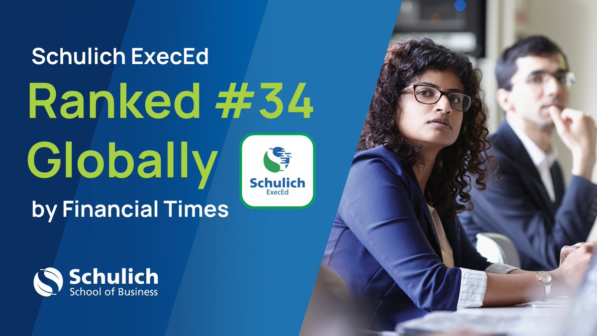🎉 Schulich ExecEd ranks among the world’s best! 

Placed 34th globally in Open Enrolment and 2nd in Canada for Custom Programs in the Financial Times 2025 rankings, Schulich ExecEd continues to lead in executive education. 

#SchulichExecEd #TopRankings #LeadershipDevelopment
