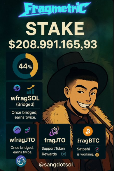 <a href="/fragmetric/">Fragmetric</a> <a href="/sangdotsol/">sang.sol | Fragmetric</a> <a href="/soon_svm/">SOON - Solana Optimistic Network (Mainnet Arc)</a> <a href="/solana/">Solana</a> <a href="/ExponentFinance/">Exponent</a> <a href="/RateX_Dex/">RateX</a> <a href="/LoopscaleLabs/">Loopscale</a> 4/8- com um total atual de: Total Value Locked $210.063.286,82 e mais de 64 MIL usuários ativos- Fragmetric tem integrado novos Liquid Staking Tokens (LSTs) para aumentar a flexibilidade; Estratégia DeFi: Usuários podem diversificar seus portfólios restakeando diferentes LSTs 👇