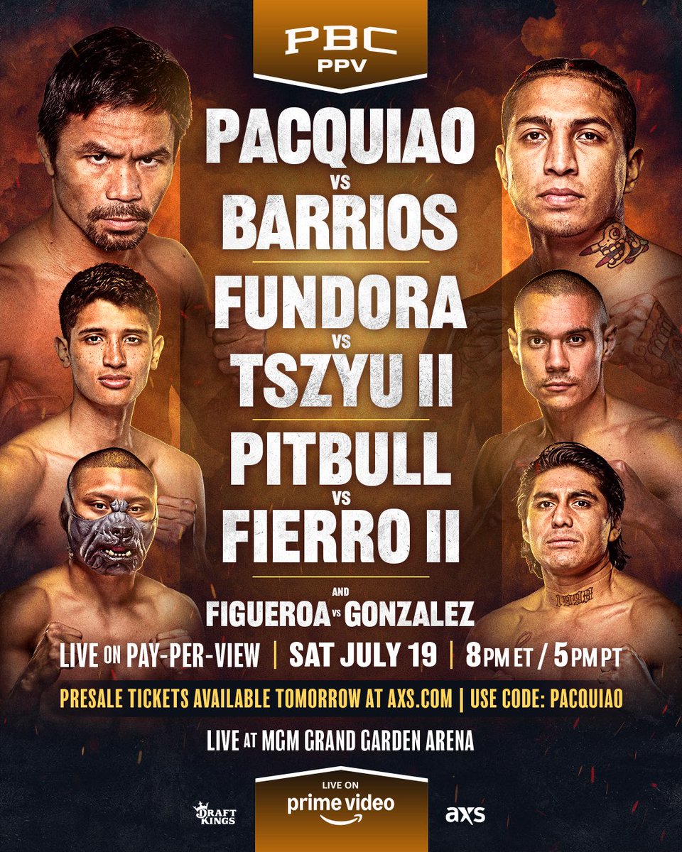 I’M NOT DONE YET! 🇵🇭 Pacquaio vs Barrios. July 19th on PBC PPV on Prime Video from MGM Grand Garden Arena in Las Vegas. 

🎟️ Presale tickets available TOMORROW at 10amPT on AXS.com (use code: PACQUIAO).
#TeamPacquiao #PacquiaoBarrios #PBConPrimeVideo