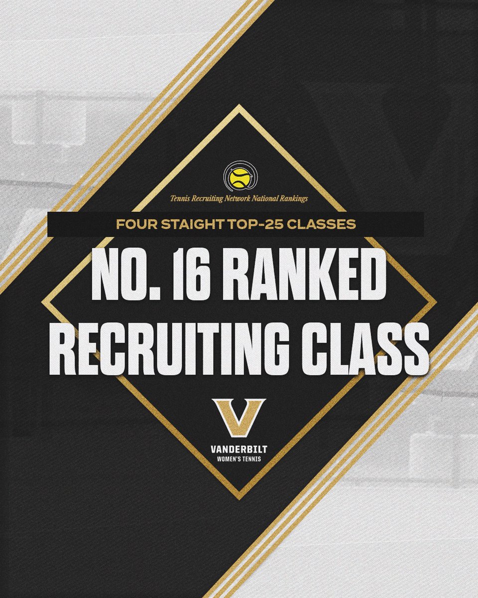 Vanderbilt Women's Tennis (@vandywtennis) on Twitter photo Finishing inside the <a href="/TennisRecNet/">Tennis Recruiting</a> top-25 recruiting class rankings for the 4️⃣th straight season 🔥
#FightDores ⚓️⬇️ Finishing inside the <a href="/TennisRecNet/">Tennis Recruiting</a> top-25 recruiting class rankings for the 4️⃣th straight season 🔥
#FightDores ⚓️⬇️