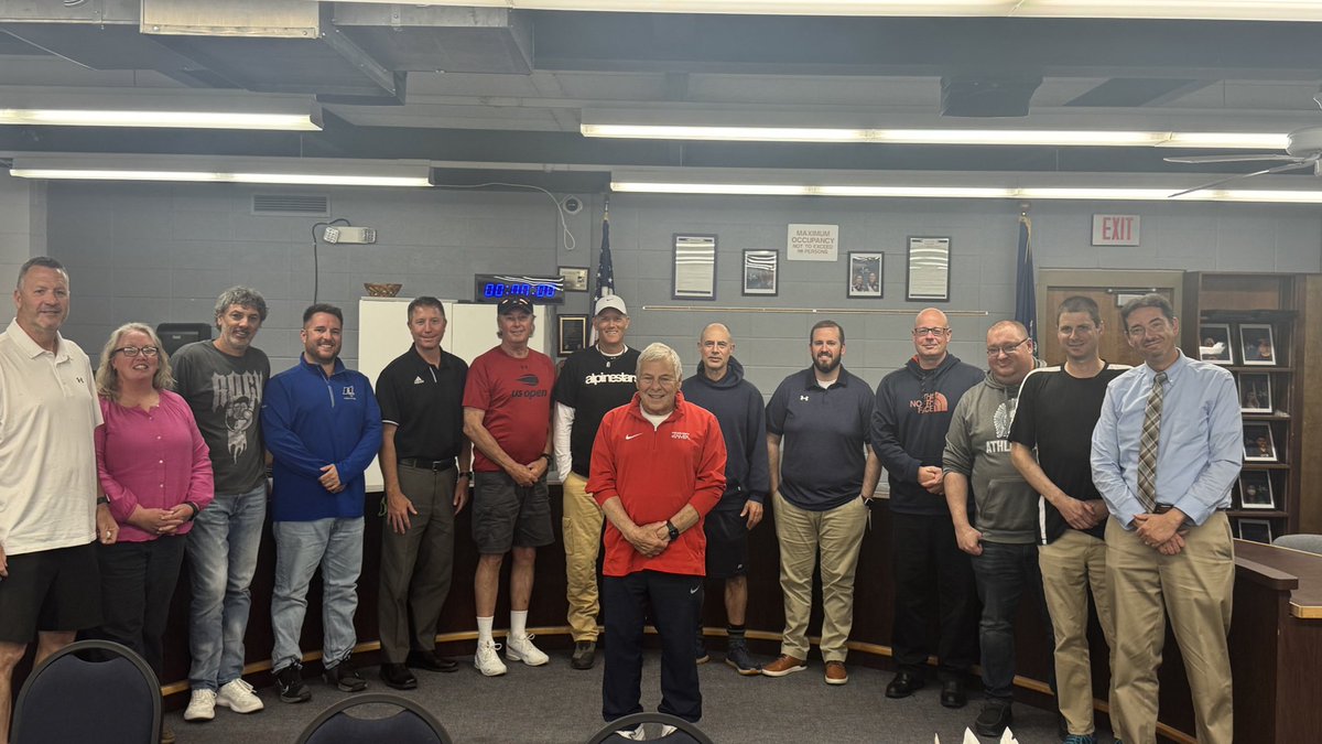 Today we had our <a href="/MCPSAC/">MCPSAC</a> tennis meeting and it will be the last one led by Joe Thyroff (middle). Joe is the coach for Sutherland but has been a strong leader in all aspects of boys and girls tennis in <a href="/SecVAthletics/">Section V Athletics</a>!