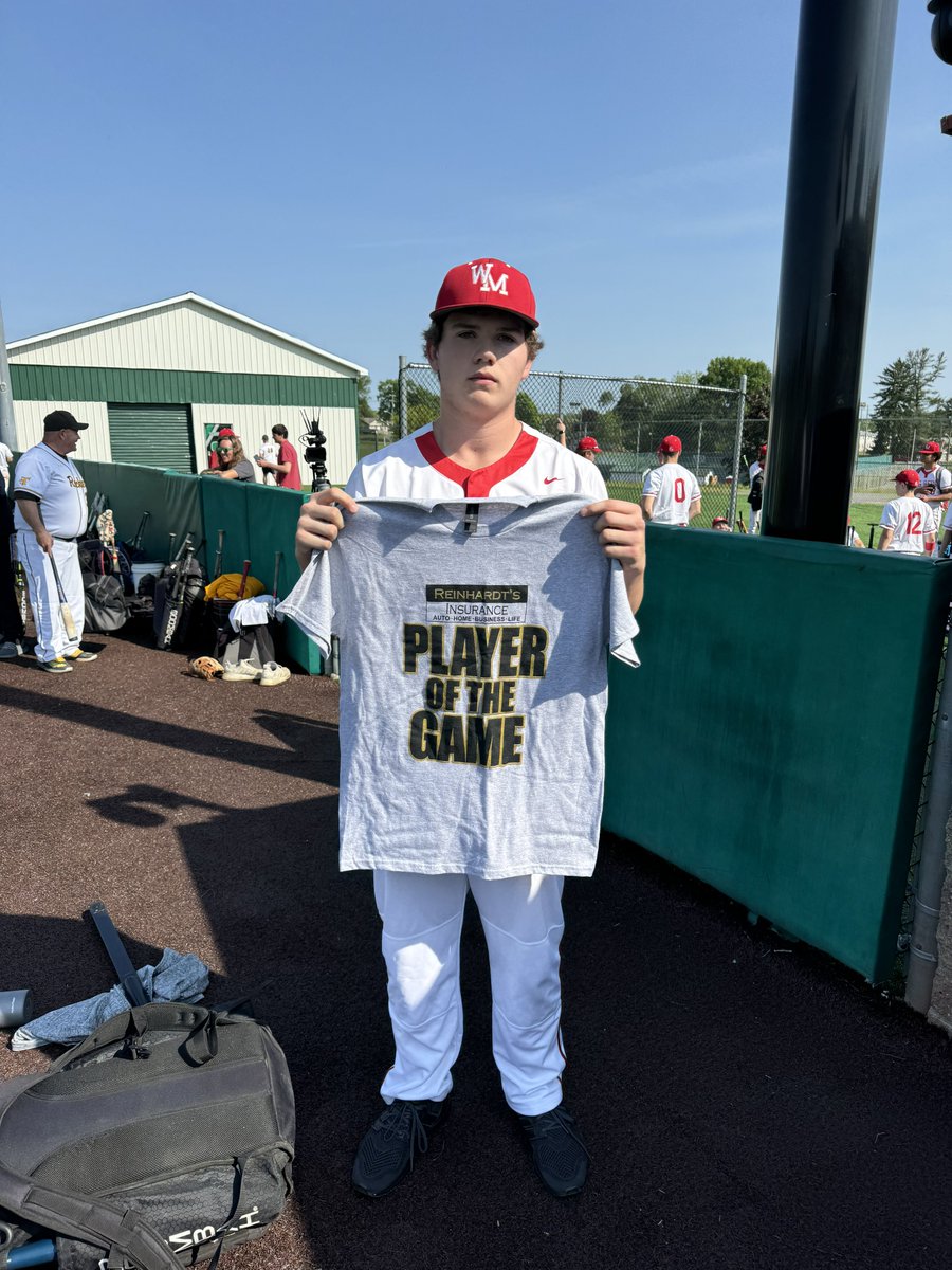 Bob Greenburg (@bobgreenburg) on Twitter photo Not the result he hoped for but West Middlesex standout Kyle Gilson takes home the <a href="/Reinhardts1904/">Reinhardt’s Insurance</a> POG T!
Kyle threw 5.1 innings, gave up just 3 runs on 5 hits while striking out 10 batters.
Also had 2 singles and an RBI at the plate <a href="/WMASD_Athletics/">Big Reds Athletics</a> Not the result he hoped for but West Middlesex standout Kyle Gilson takes home the <a href="/Reinhardts1904/">Reinhardt’s Insurance</a> POG T!
Kyle threw 5.1 innings, gave up just 3 runs on 5 hits while striking out 10 batters.
Also had 2 singles and an RBI at the plate <a href="/WMASD_Athletics/">Big Reds Athletics</a>