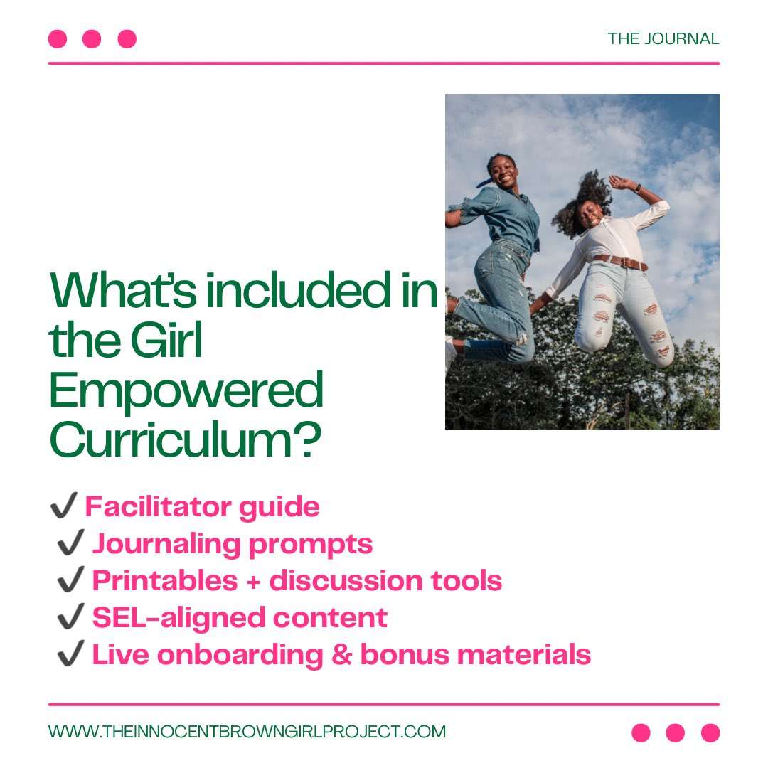 TheIBGP's tweet photo. What is Girl Empowered? Who’s it for? What do you get? We broke it all down in this FAQ post. Built for Black &amp; Brown girls, Grades 3–12. 📥 Info form: https://t.co/1mtX2LrBNb #GirlEmpowered #SEL #EquityInEducation https://t.co/PuwPf443RE