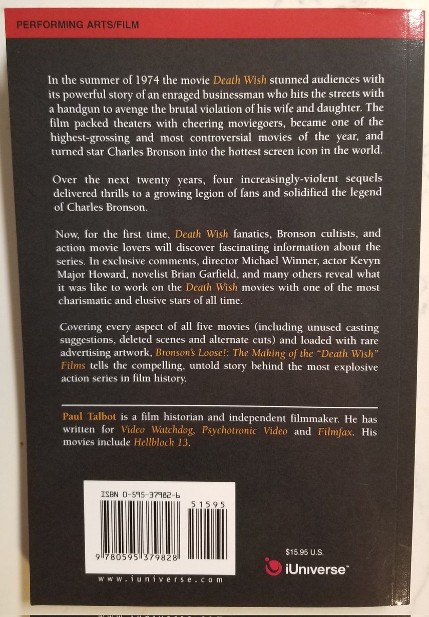 Just finished reading Paul Talbot's book BRONSON'S LOOSE. 
It's about the making of all five Death Wish films. 
So great.
#bronson #deathwish #paultalbot #bronsonsloose