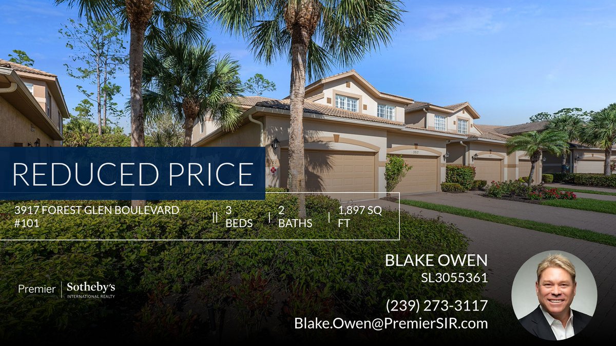 naplesblake1's tweet photo. 📍 Reduced Price 📍 This recently reduced home at 3917 Forest Glen Boulevard #101 in Naples won't last long, so, don't wait to set up a showing! Reach out here or at (239) 273-3117 for more information!

Regards,

Blake Owen
... https://t.co/X8GYYMZ8Hd https://t.co/cUkr3EES5c