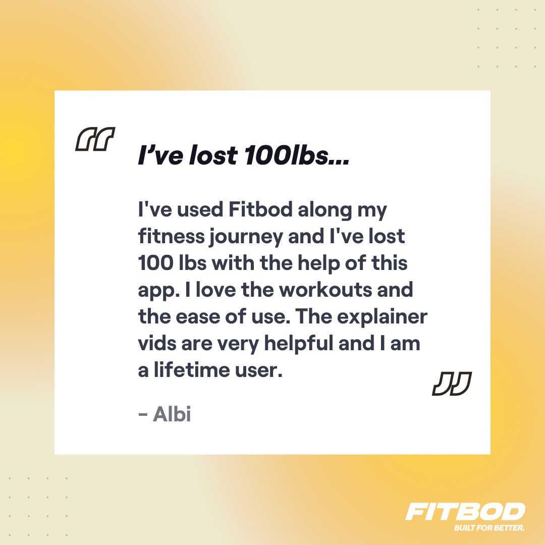 💯 pounds down and a lifetime changed. 🤩 
⁣
👉 Real results. Real users. Real transformation.⁣ One app. 
⁣
Ready to start your journey? #fitbod #fitbodapp #transformationtuesday #fitnessjourney #100lbsdown #FitbodFam