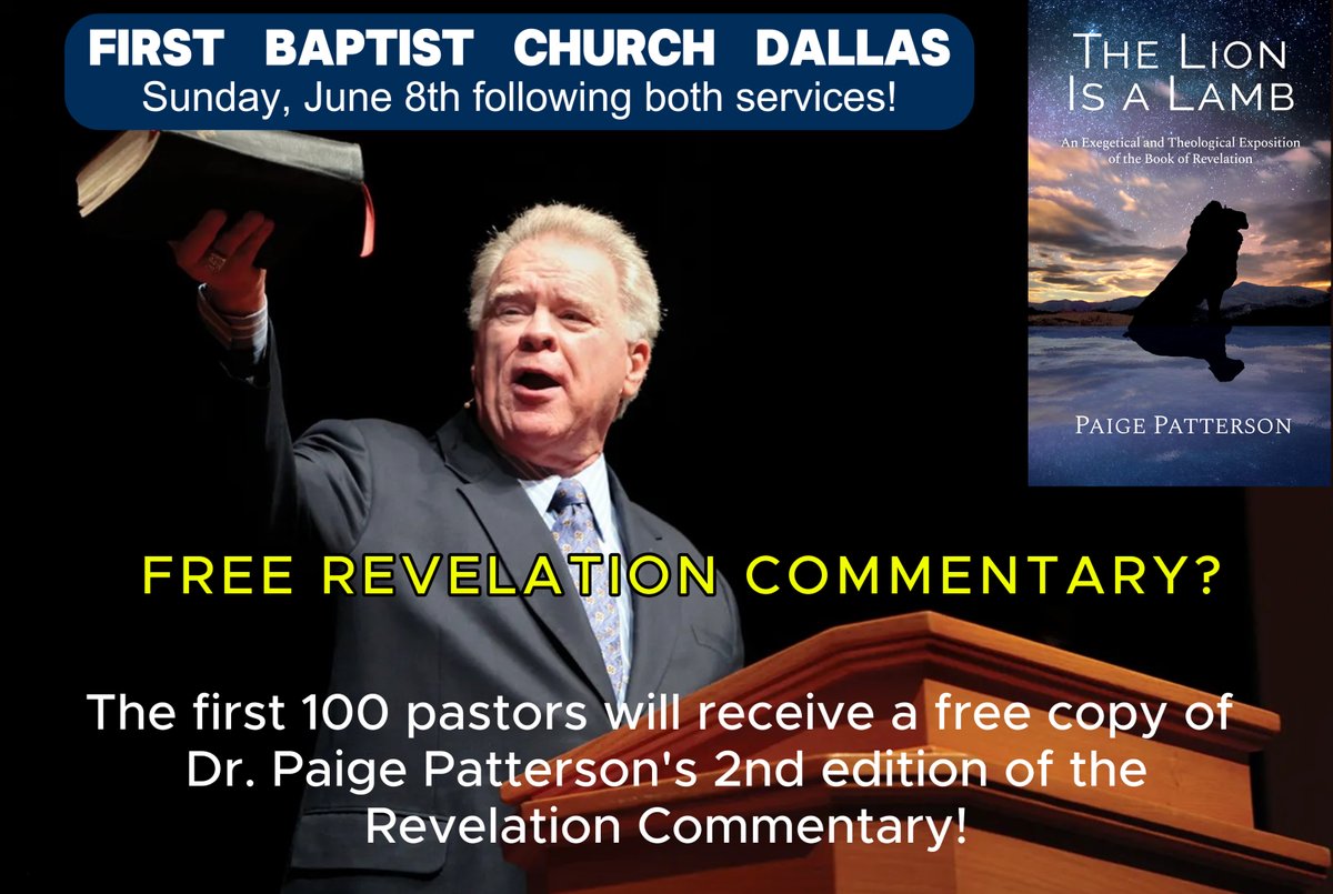 _DKPatterson_'s tweet photo. On June 8th the Sunday prior to the Southern Baptist Convention, a donor to our Sandy Creek Foundation has made available to the first one hundred pastors who attend FBC Dallas, a free copy of The Lion Is A Lamb following both morning services. https://t.co/APLi4rj0iX