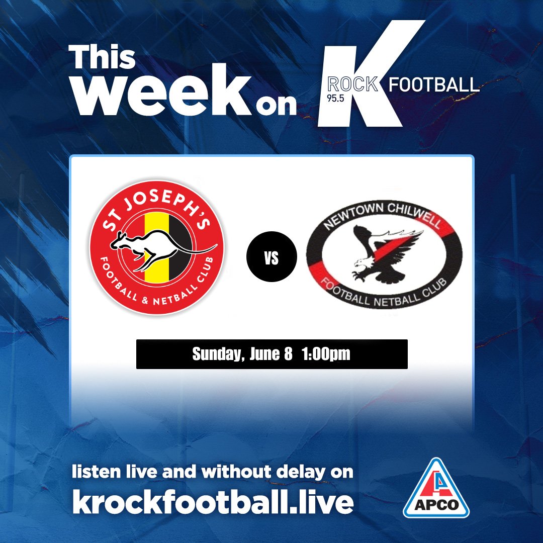 🏆 ROUND 7 🏆

<a href="/stjosephsfnc/">StJoeysFNC</a> vs. <a href="/NcfncEagles/">Newtown & Chilwell Football Netball Club</a> 

Proudly presented by APCO Service Stations

🏟 Drew Oval
⏰ 1:00 pm
📱  krockfootball.live
📻 FM 88.5 at venue
💻 AFL Barwon TV
🎙 Tom King, Jason Doherty, Matt Kershaw, Jane Burch