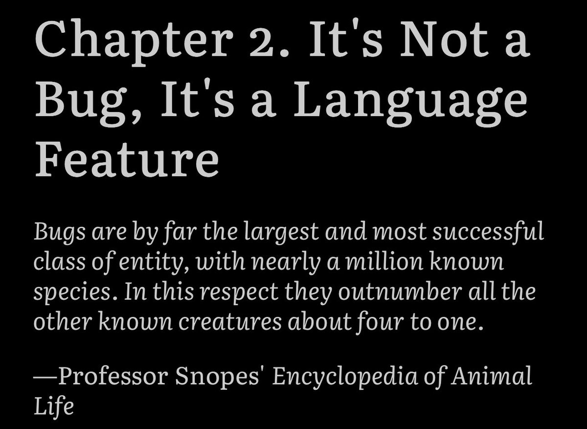 _leoCarrizo's tweet photo. “It's Not a Bug, It's a Language Feature”

#bug https://t.co/7iuNAotA1b