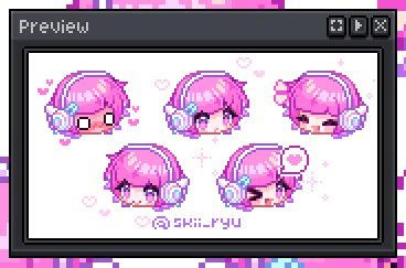 Stickers I made for my sticker pack on Game Jolt! 🩷
#pixelart #oc