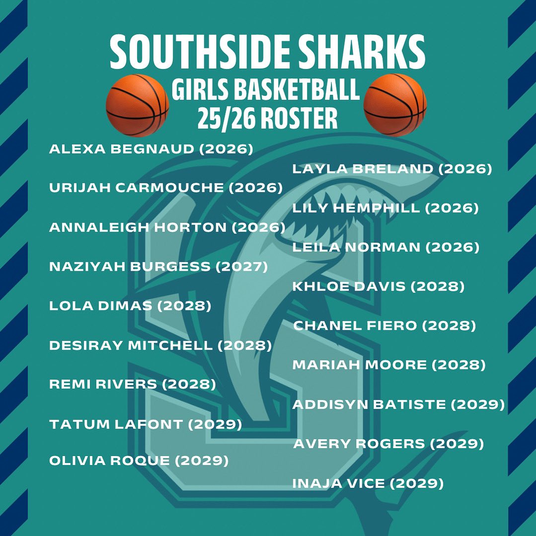 Southside Girls’ Basketball Roster 2025/26!