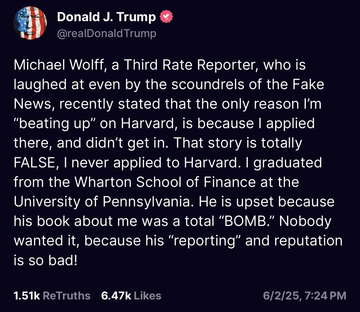 🚨BREAKING: Trump confirms he was rejected by Harvard.