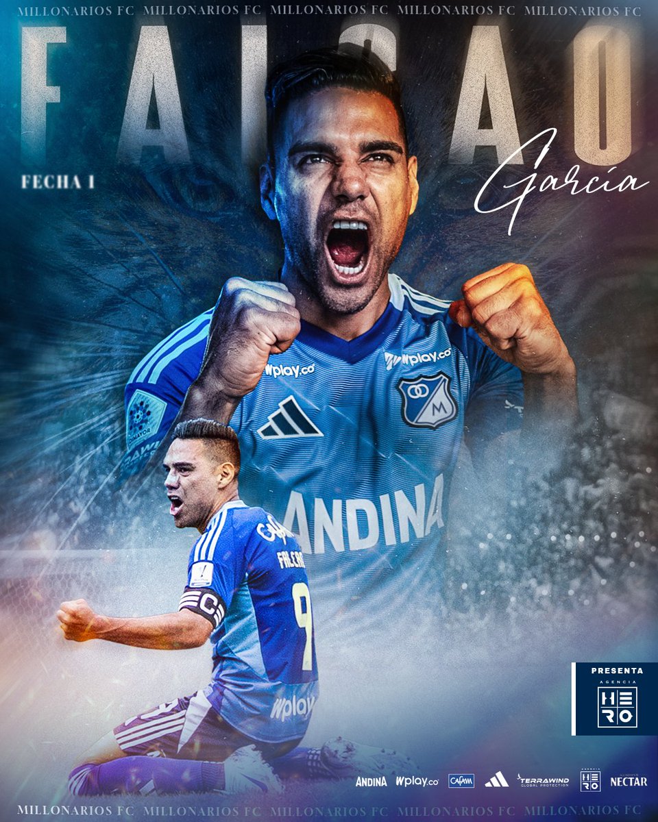 MillosFCoficial's tweet photo. ¡ @FALCAO volvió a dejar huella en El Campín! 🐯💥
Gol, entrega y el sello de un verdadero crack. 🔵⚽ ¡Héroe del Partido junto a @HEROagenciabtl! 💙🔥 https://t.co/XINd1DcuQY