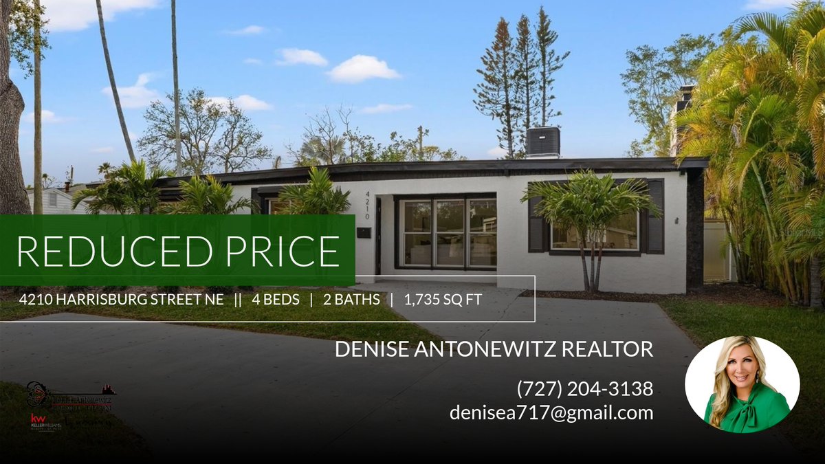 denisea717's tweet photo. 📍 Reduced Price 📍 This recently reduced home at 4210 Harrisburg Street Ne in St Petersburg won't last long, so, don't wait to set up a showing! Reach out here or at (727) 204-3138 for more information!

Denise Antonewitz, PA
Re... https://t.co/jMoK3UQks9 https://t.co/YJ5PIUCLtR