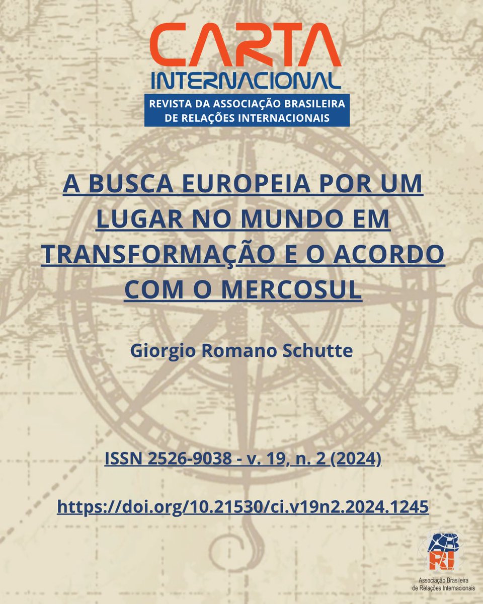 📢 O acordo UE-Mercosul é um dos mais longos e complexos da história. Por que ele avançou em 2016 e depois travou?

Este artigo analisa o jogo geoeconômico, o papel da Alemanha e o impacto da concorrência chinesa.

Leia aqui: doi.org/10.21530/ci.v1… #UE #Mercosul