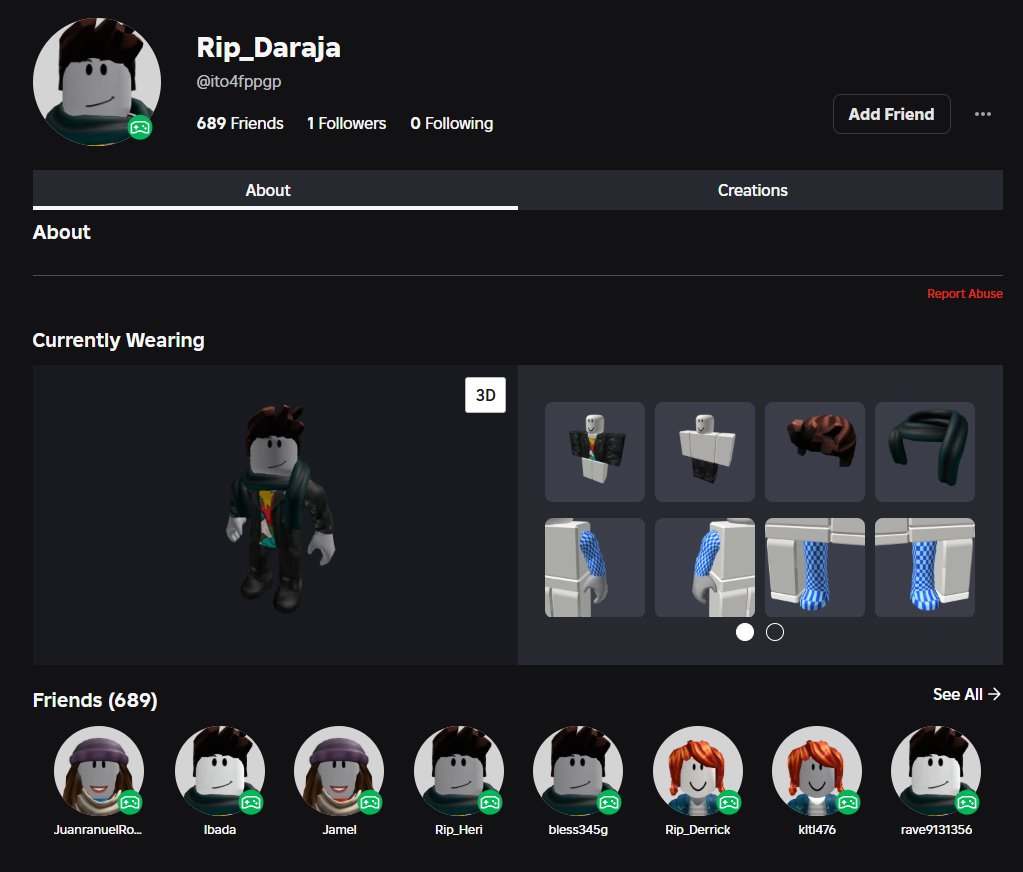 Pro90195257's tweet photo. i just found the holy grail of bots

all 689 of this guys friends are bots

@SharkBloxYT @Roblox @Roblox_RTC @KreekCraft @Chaseroony @RealSchlep https://t.co/mASIfa6UnU