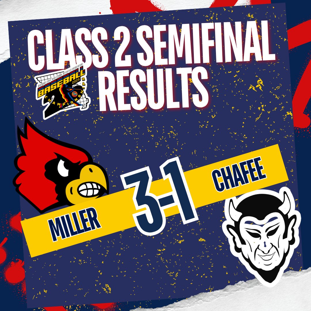 Final results for the Class 2 Baseball Championship Semifinal between Miller and Chaffee