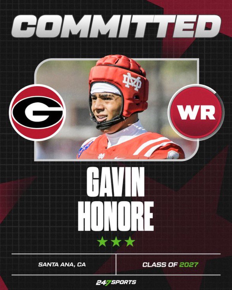 Benjamin Wolk (@benjaminwolk) on Twitter photo 🚨 COMMIT ALERT 🚨
Mater Dei (Calif.) WR Gavin Honore becomes the first member of Georgia’s 2027 recruiting class.
More from <a href="/BlairAngulo/">Blair Angulo</a>…
🐶 247sports.com/college/georgi… 🚨 COMMIT ALERT 🚨
Mater Dei (Calif.) WR Gavin Honore becomes the first member of Georgia’s 2027 recruiting class.
More from <a href="/BlairAngulo/">Blair Angulo</a>…
🐶 247sports.com/college/georgi…