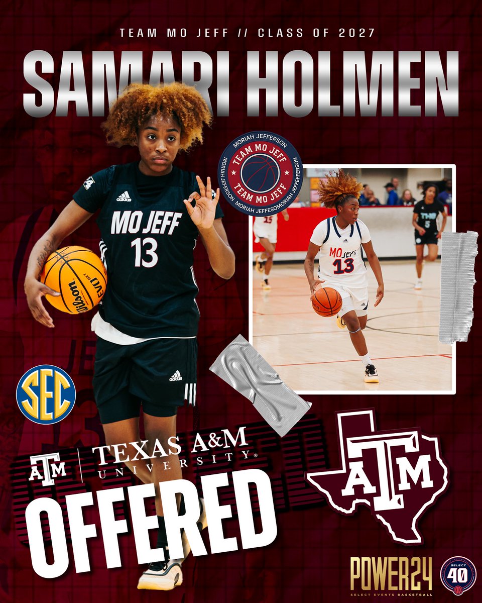Team Moriah Jefferson (@teammojeff) on Twitter photo Top 2027 PG Samari Holmen <a href="/SamariHolmen/">๐ข๐ช๐ถ๐ช๐ป๐ฒ ๐๐ธ๐ต๐ถ๐ฎ๐ท 2027</a> (Duncanville HS) earns a SEC offer from <a href="/CoachJoniTaylor/">Joni Taylor</a> and <a href="/AggieWBB/">Texas A&M Women's Basketball</a>
Congrats CeeCee! ๐๐ฅ๐ฅ๐โญ๏ธ
<a href="/Coach_MarcWill/">Coach Marcus</a>
<a href="/bballjkey/">Jason Key</a> <a href="/ShaneLaflin/">Shane Laflin</a> <a href="/KPannell71/">โKPโ</a> <a href="/Coachdomo_24/">Dominique Hamilton</a> <a href="/walshjordan1/">Walsh Jordan</a>
#TeamMoJeff #BeUndeniable #EEHH Top 2027 PG Samari Holmen <a href="/SamariHolmen/">๐ข๐ช๐ถ๐ช๐ป๐ฒ ๐๐ธ๐ต๐ถ๐ฎ๐ท 2027</a> (Duncanville HS) earns a SEC offer from <a href="/CoachJoniTaylor/">Joni Taylor</a> and <a href="/AggieWBB/">Texas A&M Women's Basketball</a>
Congrats CeeCee! ๐๐ฅ๐ฅ๐โญ๏ธ
<a href="/Coach_MarcWill/">Coach Marcus</a>
<a href="/bballjkey/">Jason Key</a> <a href="/ShaneLaflin/">Shane Laflin</a> <a href="/KPannell71/">โKPโ</a> <a href="/Coachdomo_24/">Dominique Hamilton</a> <a href="/walshjordan1/">Walsh Jordan</a>
#TeamMoJeff #BeUndeniable #EEHH