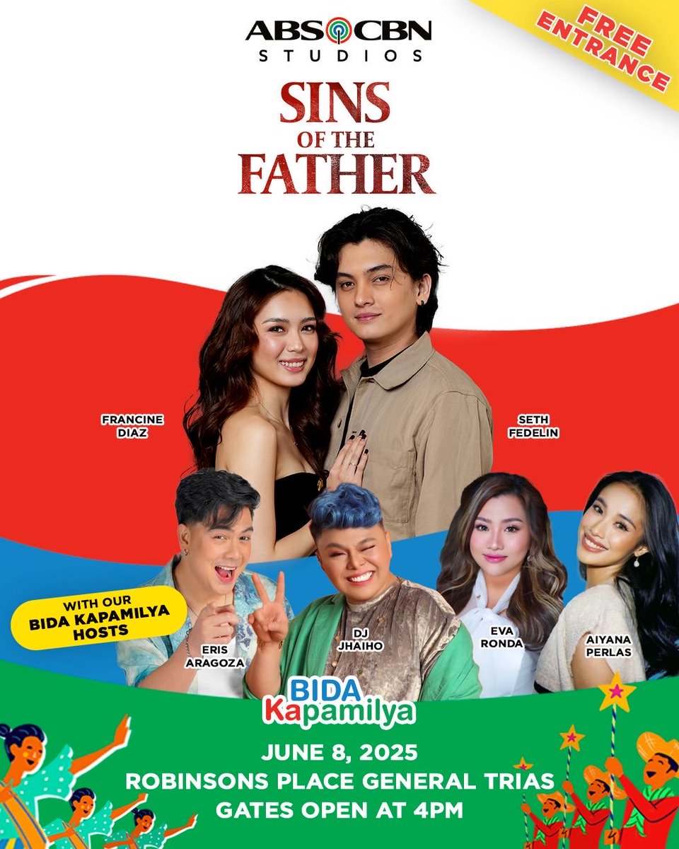 Bida ka, Cavite! ❤️💚💙

Caviteños, humanda na sa pagbisita ng mga bibida sa pinakabagong aabangan ngayong taon, ang #SinsOfTheFather stars na sina Francine Diaz at Seth Fedelin!

Bibida rin ang iba pang paborito ninyong mga Kapamilya Stars!

Hosted by Eris Aragoza, Aiyana