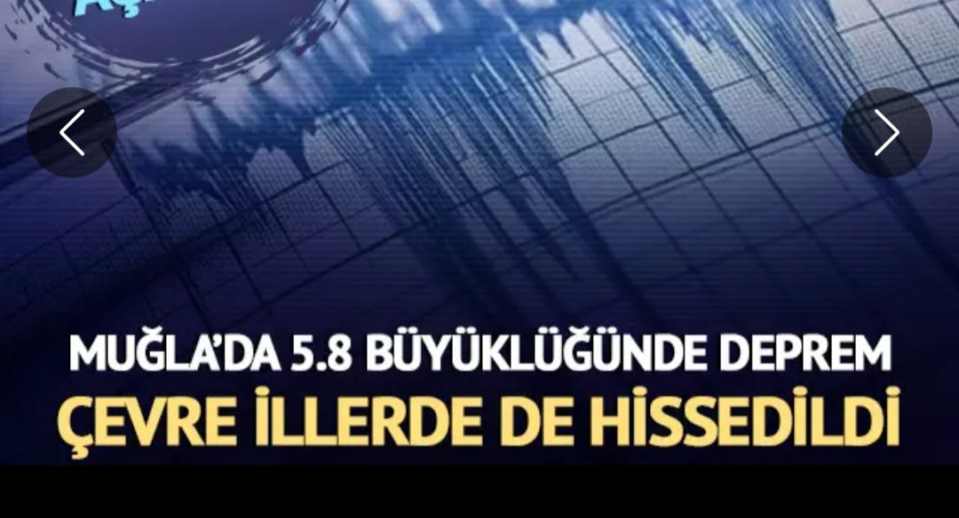 Akdeniz'de 5,8 şiddetinde oluşan depremde Muğla ve çevre illerde his edildi.

Geçmiş olsun #Muğla geçmiş olsun #Türkiye 
Yüce ALLAH ülkemiz ve İslam alemini her türlü afetlerden korusun.
#deprem
#