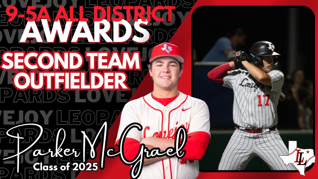 Lovejoy Leopards Diamond Baseball Booster Club (@lldiamondclub) on Twitter photo We're continuing to celebrate our incredible Leopards who earned 9-5A All-District awards for the 2024-2025 season, as voted on by the district's coaches!
Next up: Parker McGrael, District 9-5A Second Team Outfield! Fantastic job, <a href="/Parker12753275/">Parker McGrael</a> ! Good Luck next season at We're continuing to celebrate our incredible Leopards who earned 9-5A All-District awards for the 2024-2025 season, as voted on by the district's coaches!
Next up: Parker McGrael, District 9-5A Second Team Outfield! Fantastic job, <a href="/Parker12753275/">Parker McGrael</a> ! Good Luck next season at