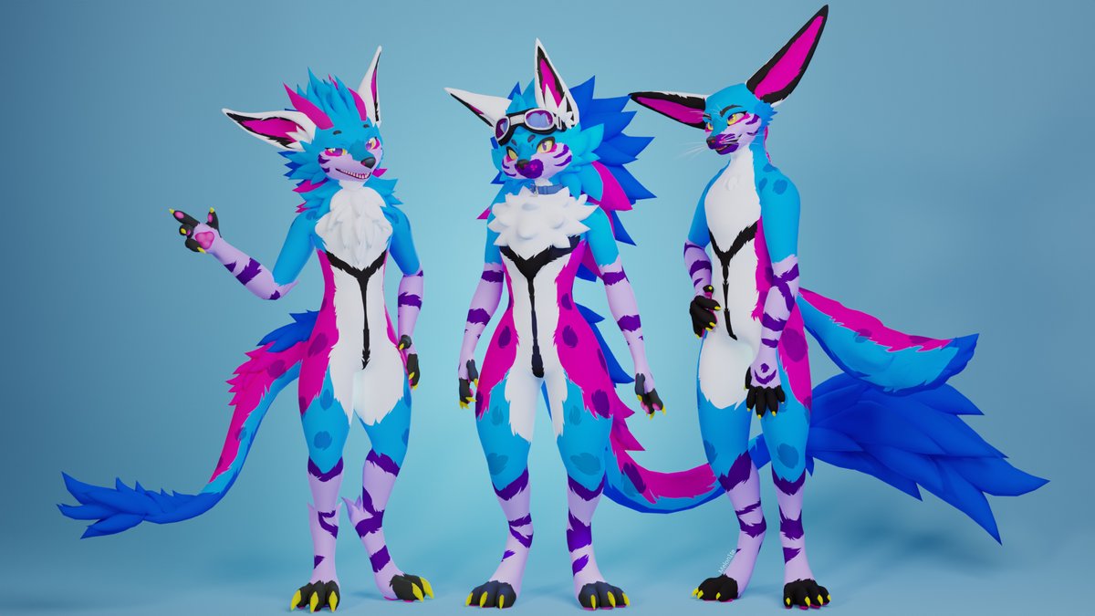 Melon1te's tweet image. Three retextures for Rysho!
Nardo base by Nardo
Novabeast base by @/Kittomatic
Fara Rex by @/FaraVR
#render #vrchatfurry