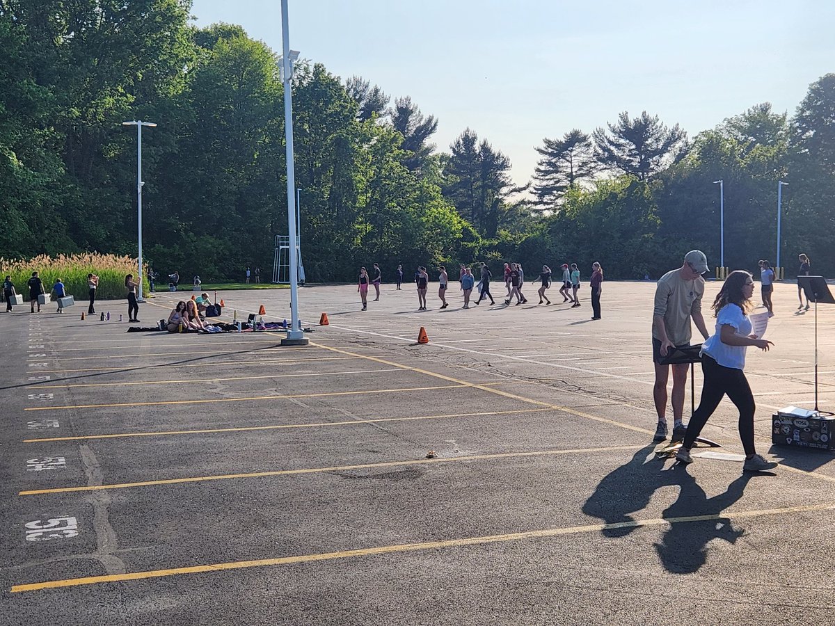 AvonBand's tweet photo. First rehearsal of the 2025 Mighty Eagle Marching Band ✔️ and our first of many fight songs this season as well! @AvonLocalSch @ben_hodge @kd_buller @coach_elderm https://t.co/Z1I5WuFCHp