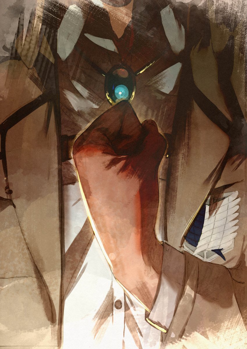 WIT Studio's illustration of Erwin's salute, created by Chief Animation Director Kadowaki Satoshi and animator syo5

 (2019)