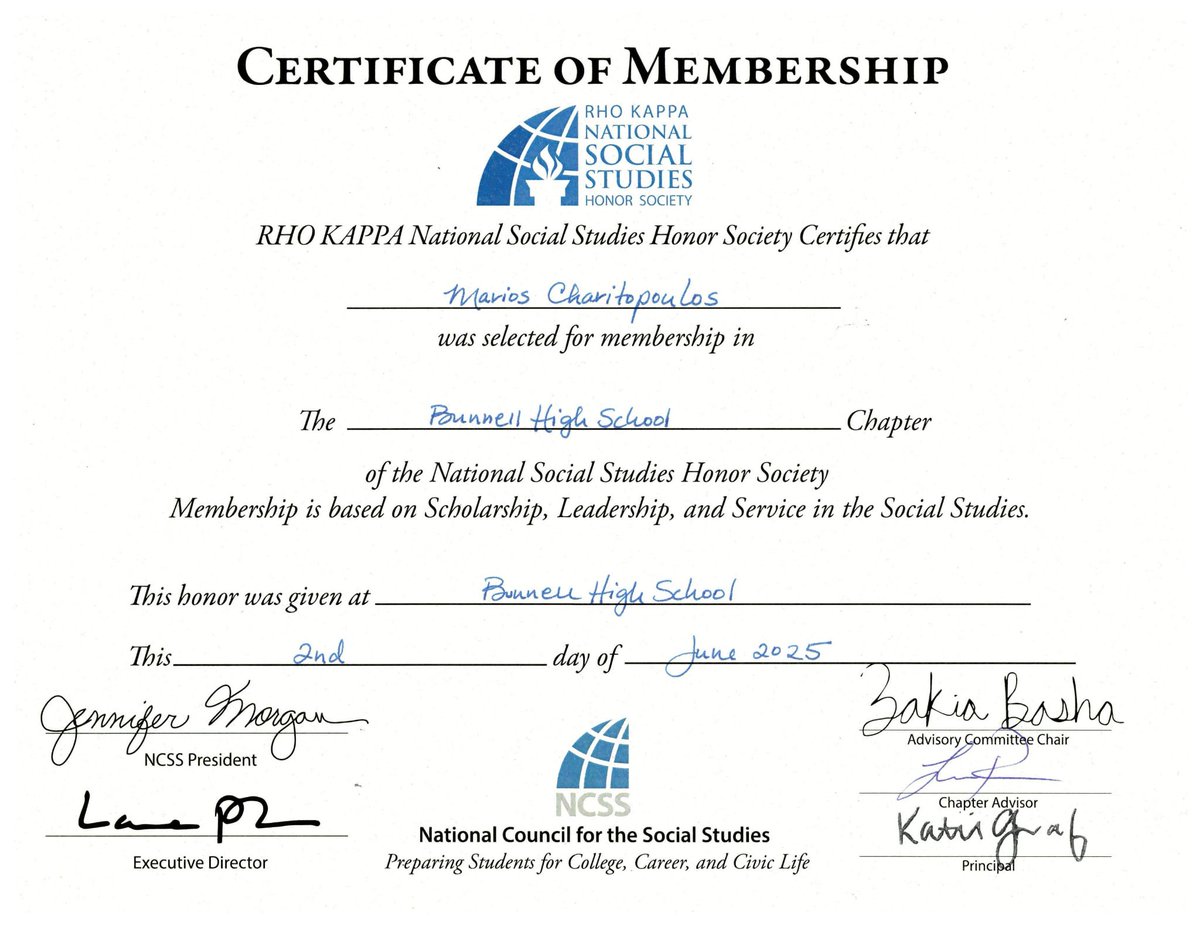MCharitopoulos's tweet image. Extremely honored to be accepted in the National Honor Society and the Rho Kappa National Social Studies Honor Society. @FootballBunnell @CoachTy1906 @CoachJayDavis3 #brickbybrick #hardwork