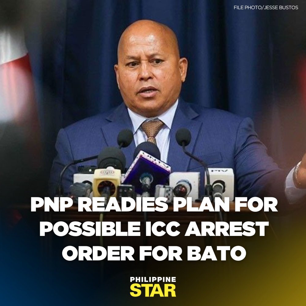 The Philippine National Police (PNP) is preparing a contingency plan should the International Criminal Court issue a warrant of arrest for Sen. Ronald "Bato" dela Rosa, the chief implementer of the bloody war on drugs of former president Rodrigo Duterte. tinyurl.com/5bryd9p9