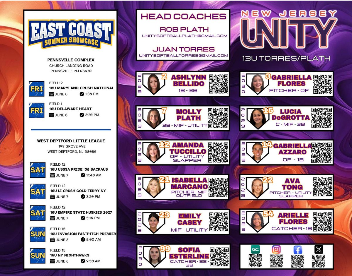 Arielle Flores - 2029 (@arielleflores54) on Twitter photo Bats will be rolling this weekend 💥💥💥
<a href="/VAUnitySB/">Unity Softball</a> <a href="/unity13uPlath/">NJ Unity 13U Torres/Plath</a> <a href="/UnityNewJersey/">New Jersey Unity</a> <a href="/ExtraInningSB/">EXTRA INNING SOFTBALL</a> <a href="/FCdeese/">On2 Consulting & EAS Recruiting</a> <a href="/EastCoastFP/">East Coast Fastpitch Softball</a> <a href="/fastpitchwatch/">Fastpitch Watch</a> <a href="/FastpitchAthRec/">Fastpitch Athlete Recruits</a> <a href="/DirectRecruits/">Direct Recruits</a> <a href="/AppStorms48176/">Time To Grind</a> <a href="/Get2CollegAth/">Get 2 College Athletics</a> <a href="/gatorjack72/">Girls In The Game</a> <a href="/CoastRecruits/">Coast 2 Coast Recruits</a> <a href="/SoftballDown/">Down South Softball</a> <a href="/SBRRetweets/">Softball Recruiting Reposts</a> <a href="/TopPreps/">College Coach / College Scout / College Recruiter</a> <a href="/IHartFastpitch/">I❤️Fastpitch</a> Bats will be rolling this weekend 💥💥💥
<a href="/VAUnitySB/">Unity Softball</a> <a href="/unity13uPlath/">NJ Unity 13U Torres/Plath</a> <a href="/UnityNewJersey/">New Jersey Unity</a> <a href="/ExtraInningSB/">EXTRA INNING SOFTBALL</a> <a href="/FCdeese/">On2 Consulting & EAS Recruiting</a> <a href="/EastCoastFP/">East Coast Fastpitch Softball</a> <a href="/fastpitchwatch/">Fastpitch Watch</a> <a href="/FastpitchAthRec/">Fastpitch Athlete Recruits</a> <a href="/DirectRecruits/">Direct Recruits</a> <a href="/AppStorms48176/">Time To Grind</a> <a href="/Get2CollegAth/">Get 2 College Athletics</a> <a href="/gatorjack72/">Girls In The Game</a> <a href="/CoastRecruits/">Coast 2 Coast Recruits</a> <a href="/SoftballDown/">Down South Softball</a> <a href="/SBRRetweets/">Softball Recruiting Reposts</a> <a href="/TopPreps/">College Coach / College Scout / College Recruiter</a> <a href="/IHartFastpitch/">I❤️Fastpitch</a>