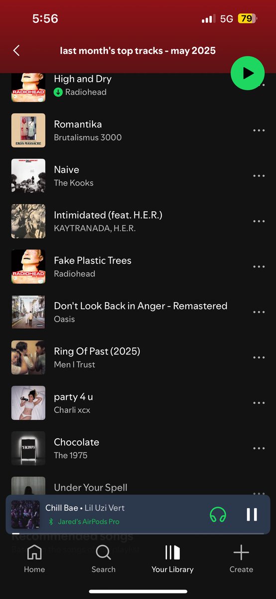 saltyjared's tweet photo. my top 10 songs from last month all have coordinating album cover colors https://t.co/sgrkwtqy0Y