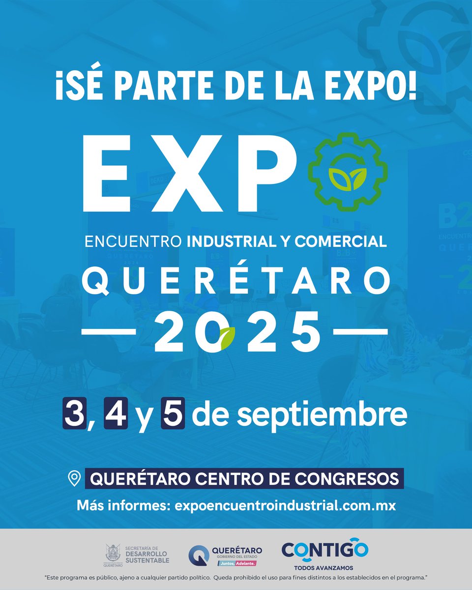 ¡Llega la Expo Encuentro Industrial y Comercial 2025!
Un espacio donde la innovación, los negocios y el talento queretano se conectan. Empresas, emprendedores, compradores y proveedores reunidos en un mismo lugar para hacer crecer nuestra economía.