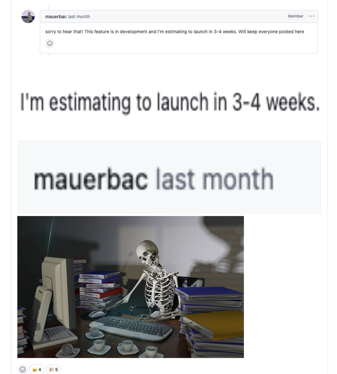 mauerbac's tweet image. Building in the open and managing a public roadmap has its moments but this meme got me good!
And yes we launched this!