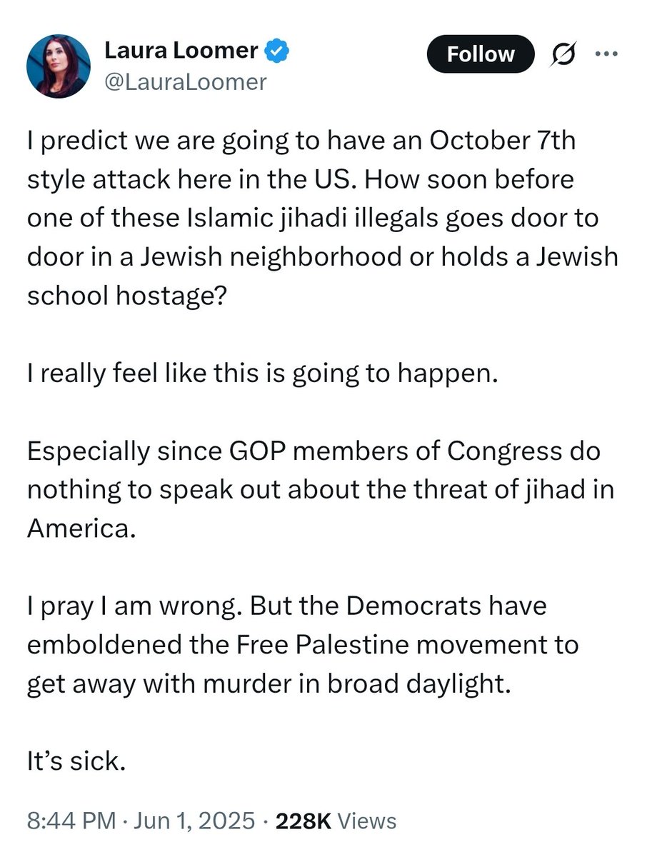 BasedSamParker's tweet image. 3/ Loomer promising to deliver another 10/7-style false flag attack